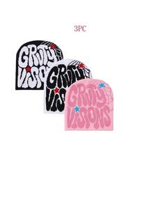 Outdoor Casual Sport Cap For Running Riding Hiking Women Harajuku Punk Cool Hat Soft Warm Fashion Skullies Beanies, Halloween Letter Bohemian Acrylic Knit Hat, All Season Autumn Decor - A - View 24