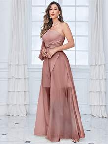 UNITHORSE Lantern Sleeve Chiffon Dress - Pink - View 7