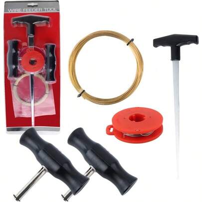 Kit di riparazione parabrezza, kit di strumenti per la rimozione del parabrezza, filo per il taglio del vetro del parabrezza con manici per kit di strumenti per auto, kit di strumenti universali per parabrezza da 5 pezzi, kit di strumenti per lo smontaggio del parabrezza