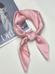 1pc Solid Color Scarf, Comfortable & Elegant, Classic Spring/Autumn New Design, Versatile & Stylish Women Scarf Bandana - Pink - View 7