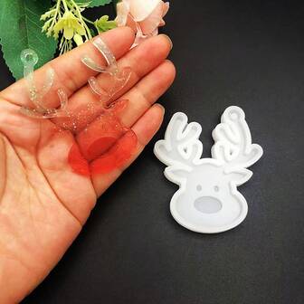 圣诞驯鹿钥匙扣吊坠，树脂液体模具内装饰挂件，水晶环氧树脂硅胶模具，适用于背包装饰
