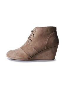 Roxy Women's Suede Wedge Ankle Booties – Lace-Up Tan Boots For Fall Fashion, Christmas Gift, Casual Outfits, Workwear, Office Looks, Comfortable Everyday Shoes - 淺灰褐色純素絨面革 - 查看 3