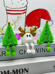 3D Printed Christmas Decorations, Plastic Christmas Tree Ornaments, Christmas Snowman & Reindeer, Christmas Tree With Stars, Desktop Christmas Tree, Movable Joint Christmas Tree, Snowman Shaped Christmas Reindeer, Suitable For Bookshelf, Home, Office Desk, Cafe, Holidays, Parties, Christmas Gifts, Home Decor, Best Gift For Friends - Multicolor - View 2