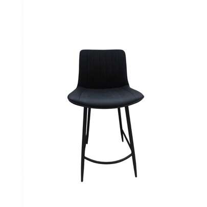 Silla alta para barra acolchonada con respaldo en negro, asiento moderno y cómodo, ideal para barra de cocina o comedor, diseño elegante y funcional, fácil de limpiar