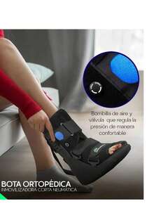 Bota Ortopédica Walker Neumática Corta Válvula de Aire Lesiones de Tobillo Soporte Ajustable y Recuperación Rápida Suela Balancín y Confort Anatómico Postquirúrgica - Negro - Ver 6