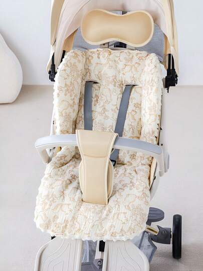 1pc Baby Stroller Seat Cushion, Plush Fabric Warm Lining For Infant Car Seat/High Chair, Soft & Skin-Friendly, Multiple Patterns Available, Comfortable Seating For Baby All Seasons