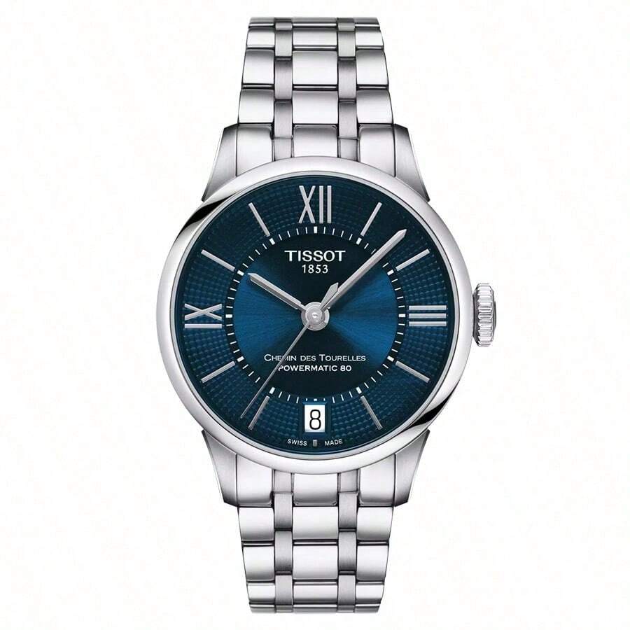 Tissot ساعة ميكانيكية للسيدات، قرص أزرق داكن، مصنوعة من الفولاذ المقاوم للصدأ، مناسبة للاستخدام في الأعمال والارتداء اليومي، هدية مناسبة للصديقات والمناسبات الاحتفالية، T099.207.11.048.00