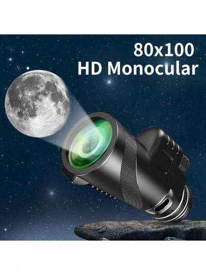 80x100 High Power Monocular Telescope, High Definition Imaging, Powerful Magnification For Outdoor Birdwatching, Camping, Hiking, Waterproof