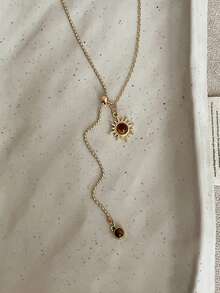 1 件/套复古优雅多层虎眼石吊坠项链，女士双层锁骨链首饰套装，女士日常派对配饰，时尚首饰，最佳朋友礼物，秋冬毛衣链首饰礼物 - 彩色 - 查看 13