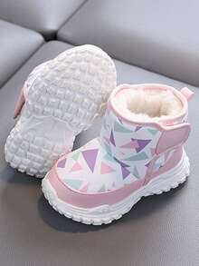 冬季新款户外运动雪地靴，适合 3-6 岁儿童，白色鞋底搭配粉色中筒鞋面，防滑加厚保暖内衬防水保暖靴，帮助小朋友们探索冬季的乐趣。 - 粉色 - 查看 3