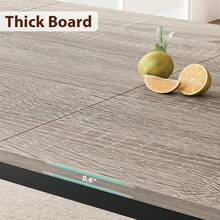 Mesa de Comedor Industrial 78" para 6-8 Personas, Mesa de Cocina de Madera con Estructura Metálica Resistente y Acabado Café Rústico, Ideal para Sala o Comedor - Gris - Ver 7