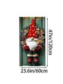 1 Stück beleuchteter Weihnachtsmann mit Schneekiefer Weihnachtskranz, festlicher Weihnachtsstil künstlicher Grünkranz mit LED-Beleuchtung und roten Beeren Details, Türkranz Dekoration für Weihnachten Zuhause, Feiertags-Party Ornament, Winterliche Saison Dekoration