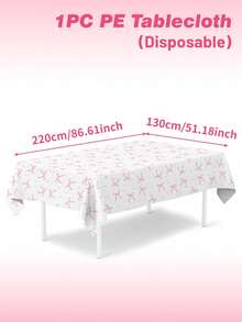 1pc/3pcs Pink Bow Baby Shower Tablecloth, Fantasy Pink Bow Pattern Disposable Waterproof Table Runner, Perfect Decoration For 1st Birthday Gender Reveal Party Home Event Decoration Table Cloth, Babe Shower Decoration, Gender Reveal Decoration, Baby Shower Gift, Dining Table Cabinet Bar Gift Table Decoration Table Cover, Outdoor Camping Picnic Tablecloth, Easy To Clean Tablecloth - Pink Bow - View 12