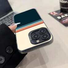 Custodia per telefono vintage anni '70 a righe, cover opaca color argento compatibile con 15, 14, 16, 13, 12, 11 Pro Max Plus XS X, antiurto e rigida, compatibile con 17, 17 Pro, 17 Pro Max