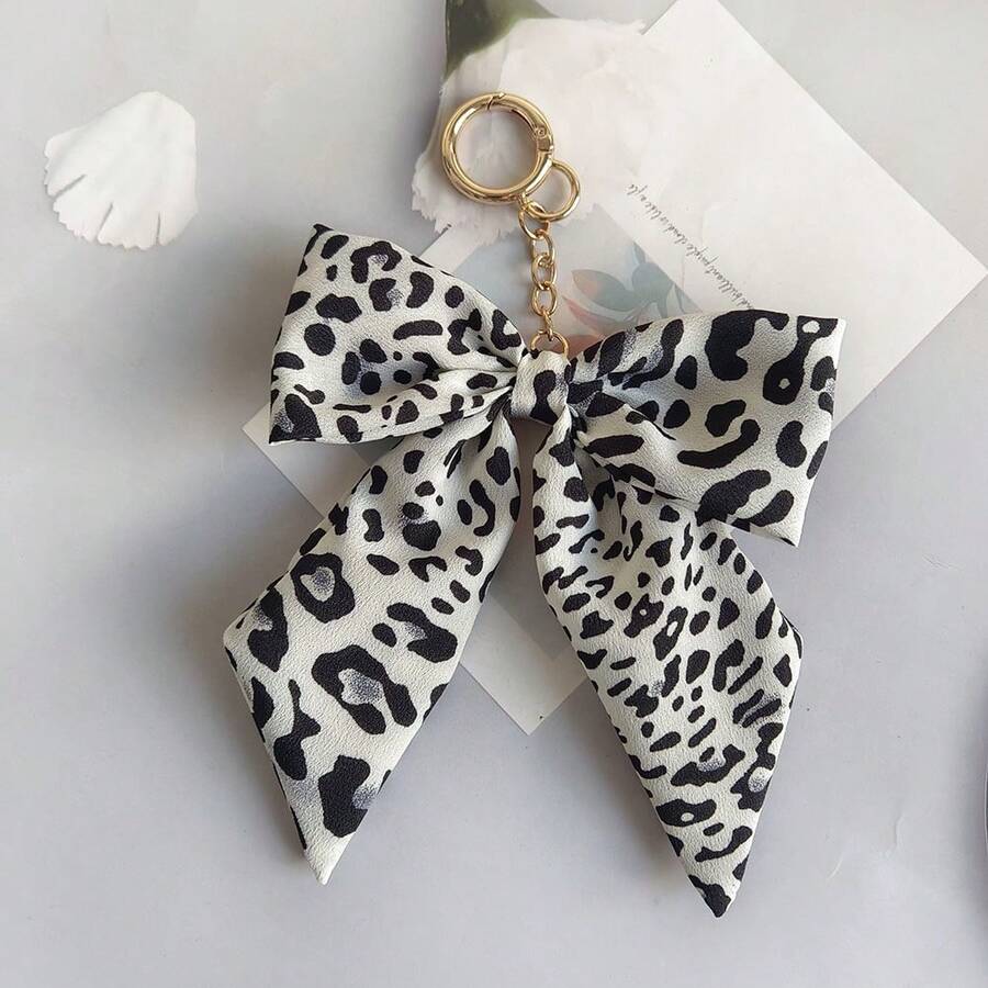 Leopard Print Bow Bag Charm For Purse Handbags Bag Accessories Charms PU Key Charms