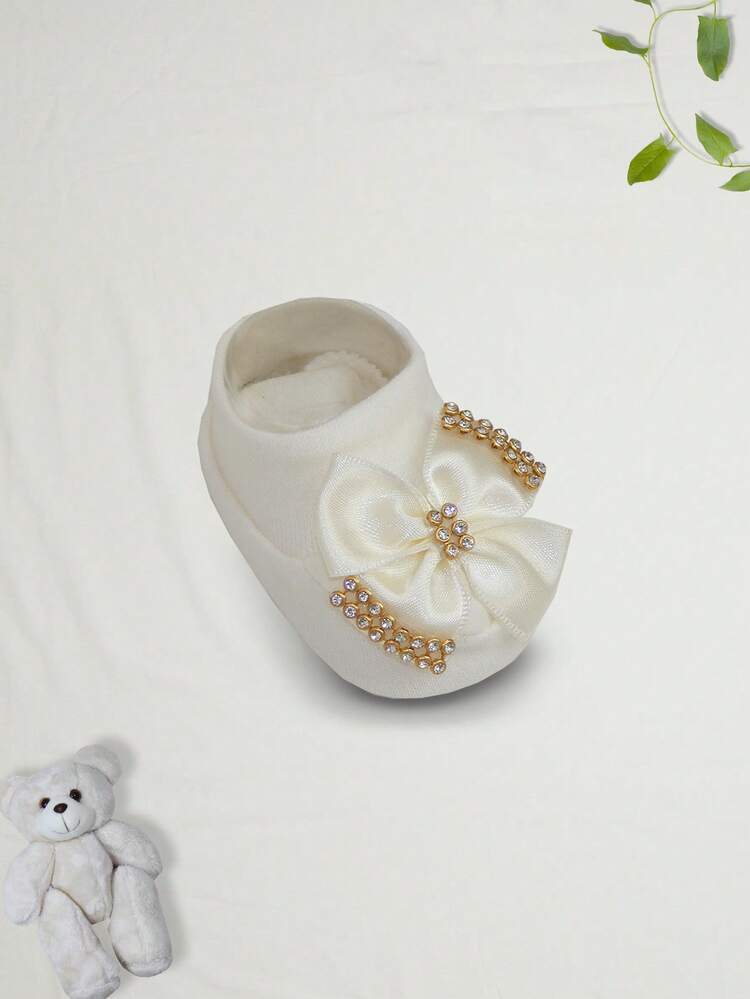 4 Piece Set: Long Sleeve Bodysuit With Booties, Hairband And Ribbed Knit Pants / Baby Girl Set With Booties And Straw Hair Bow - 香檳色 - 查看 7