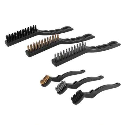 Set de 6 cepillos metálicos multiusos Adir limpieza taller hogar cepillo de alambre acero inoxidable bronce nylon herramientas para superficies difíciles cocina