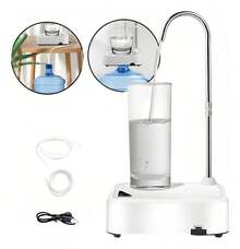 Bomba dispensadora de agua eléctrica, recargable, portátil, dispensador de agua portátil recargable por USB-C para uso doméstico - Blanco - Ver 2