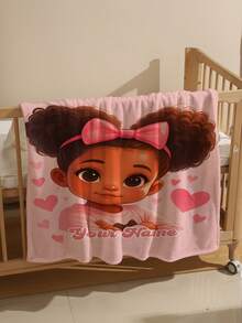 1件可定制文字家庭毯,女孩图案纪念毯。适合女孩、男孩、成人,情人节礼物,轻便,婴儿毯,个性化披毯,个性化照片毯,个性化婴儿毯,新生儿毯,返校时尚,家庭必备 - 彩色 - 查看 4