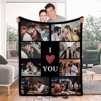 Custom Photo Blankets Gifts For Her Him Personalized Pictures Blankets Couples Gifts Boyfriend Girlfriend Wife Husband - Custom Blanket For Couple - I Love You Gifts For Anniversary Birthday Wedding