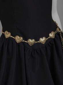 1 chiếc dây chuyền thắt lưng kim loại hình trái tim chạm khắc cổ điển thanh lịch dành cho mùa hè, mùa thu, mùa đông, Halloween - 11 dây chuyền thắt lưng tình yêu - Xem 2