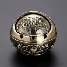 Integrated Retro Ashtray With Lid, Prevents Odor, Space-Saving, Easy To Clean, Retro Metal Decoration, Personalized Outdoor And Indoor Ashtray, Can Be Used Indoor And Outdoor, Suitable Home Bars,, Home Bar Decoration, Accessories, Fashion Accessories, Retro Ashtray, High-Quality Metal, Metal Ashtray, Space-Saving Tray, Decorative Ashtray, Smoker, Outdoor Enthusiasts - 青銅玫瑰 - 查看 2