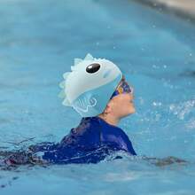 Gorro De NatacióN Para NiñOs, Gorro Impermeable De Silicona Con Dibujos Animados, Gorros De Buceo Para ConservacióN De Orejas, TamañO Ajustable - 1 - Ver 5