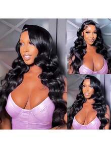42 Inch 250% Density Wear And Go Glueless Wigs Human Hair Pre Plucked Pre Cut 13x4 HD Lace Wigs Body Wave Lace Front Wigs Human Hair For Women 250% Density Natural Black