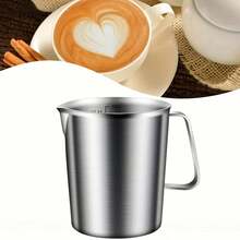 304 Stainless Steel Milk Frother Pitcher, Capacity: 500/1000/1500/2000ML, Stainless Steel Measuring Cup With Handle, Multi-Function Measuring Cup, Marked Coffee Latte Art Milk Frothing Pitcher, Kitchen Gadget, Barista Tool