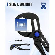 alicates para bomba de agua, alicates de junta de ranura de 4 pulgadas, alicates de lengeta y ranura ajustables rpidos con bloqueo de empuje de 15 posiciones, mordaza en V para agarre - Negro - - Ver 3