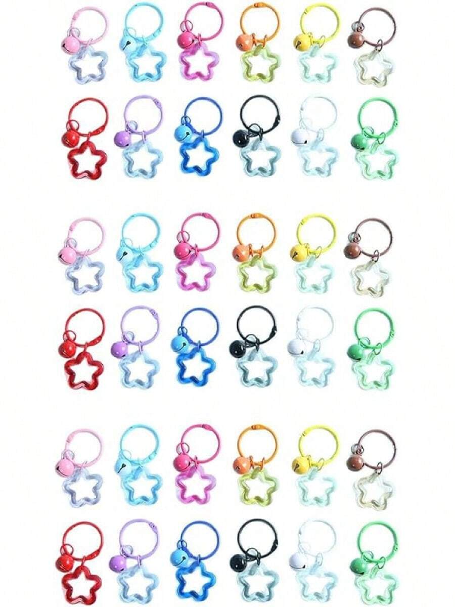 36Ps 9 Colors Acrylic Star Bell Keychain,Stars Colorful Keychainn Bulk,Keychain For Women Keys Backpack KeychainsChristmas - Transparent Single Star Bell - View 1
