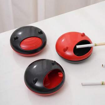 1pc Windproof Ashtray, ABS Material, Funnel Design, Rotatable Windproof Cover, Honeycomb Air Vents, Large Capacity, Built-In Smoke Extinguishing Slot, Lid Design, Non-Slip Pad, Smooth Edges, Portable, Multi-Scenario Applicable, Easy Cleaning And Maintenance, Industrial Design, Gift, Modern Style, Business Scenario, Home Scenario, Anti-Slip, One-Handed Open And Close, Prevent Ash Spill, Smoke Diffusion, Secondary Pollution, Anti-Drop And Deformation, Easy To Clean, Minimalist Design, Elegant Decoration, Combining Practicality And Quality