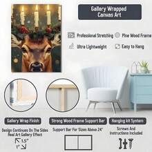 1pc Framed Christmas Canvas Poster,Festive Reindeer Print, Christmas Candle Antler Decor, Unique Holiday Wall Art Canvas Painting For Living Room Corridor Christmas Home Decor, Holiday Room Decor, Winter Room Decor, Ideal Gift For Christmas, Ready To Hang, For Christmas/ Christmas Decor, 2D Flat - White - View 6