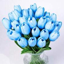 3pcs Artificial Tulip Flowers Decor, Home Decoration Accessories, Living Room & Bedroom Ornament - Hot Pink - View 38