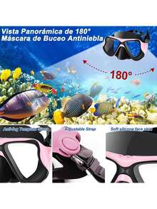 Conjunto de Esnórquel para Adultos, Gafas de Buceo Panorámicas Antiniebla,áscara de Natación de Vidrio Templado para Esnórquel Profesional para Adultos con dos Juegos de Tapones los Oídos a Prueba - 1 - Ver 8