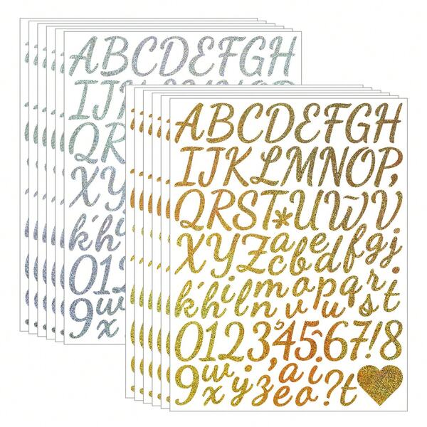 1.5 Inch Glitter Letter Stickers, Shiny Holiday Wedding Party Floral Gift DIY English Alphabet Stickers