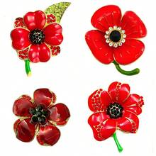 Red Enamel Poppy Flower Brooch, Gift For Remembrance Day In The UK - Multicolor - View 2