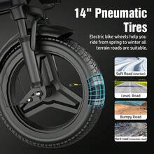 Z6 Foldable Electric Bike For Adults, 14" Electric E-Bike With 500W Peak Motor, Max 25Miles 20MPH Electric Bicycles, Dual Front Suspension - 查看 5