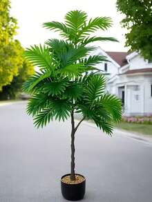 60-125厘米大型DIY人造棕榈植物，热带椰子树，假树枝，塑料棕榈叶，逼真触感，长颈鹿叶，绿色装饰，适用于圣诞节家居装饰、阳台、办公室、厨房，1件 - 綠色 - 查看 7