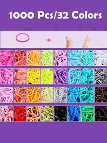 1003pcs Random Color Elastic Hair Ties, 32 Colors Mini Hair Scrunchies, Soft Little Girls Hair Bands, Hair Accessories Set - Multicolor - View 3