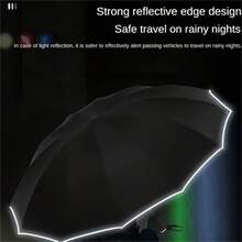 Fully Automatic Reflective Umbrella, Reverse Folding Multi-Function Parasol & Rainproof Umbrella, Suitable For Car Travel, Reverse Design To Avoid Getting Wet When Closing, Available In Multiple Colors, Unisex (Due To Different Batches, The Fabric Cover, Rib Color, English Letter Pattern Design, Button Shape And Rib Color Are Randomly Matched. We Apologize For Any Inconvenience Caused.), Spring Summer Picks, Brides Maid Gifts, Room, Bedroom Decor, Bedroom Decor, Beach, Travel, For Men, For Women, Vacation - Black - View 4
