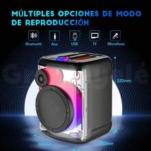 Altavoz Bluetooth con 2 micrófonos inalámbricos recargables – Altavoz portátil para fiestas con luces de colores – Altavoz de suelo compatible con tarjetas TWS/AUX/USB/TF, ideal para fiestas, casa y camping. - Rosa - Ver 1