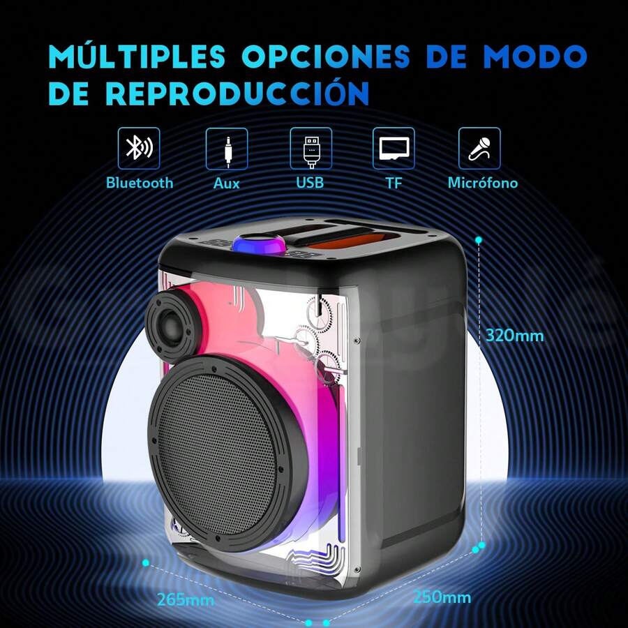 Altavoz Bluetooth con 2 micrófonos inalámbricos recargables – Altavoz portátil para fiestas con luces de colores – Altavoz de suelo compatible con tarjetas TWS/AUX/USB/TF, ideal para fiestas, casa y camping. - Rosa - Ver 1