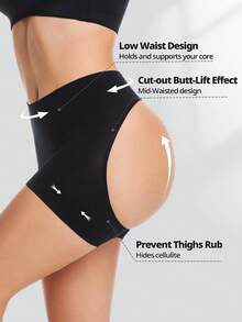 女士镂空丁字裤塑身裤提臀运动平角内裤聚拢内裤带开放式臀部增强器