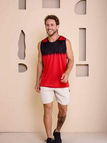 Camiseta-Regata Masculina Sublimada Dgrade Respiravel Para Treino Academia   Simples    Verão    Ajuste Regular    Nenhum    Halloween - Vermelho - Visão 8