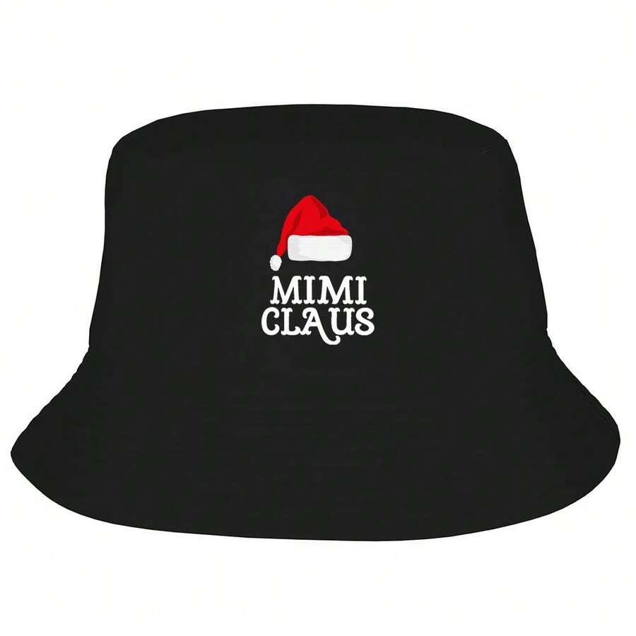 Mimi Claus A Festive Christmas Hat Design Bucket Hat Summer Travel Fisherman Cap - Black - View 1