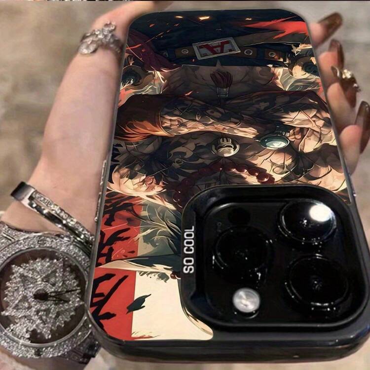 Personaje de anime con parte superior desnuda, diseñado en color plata, adecuado para modelos de  que incluyen 16, 16 Plus, 16 Pro, 16 Pro Max, 15, 15 Plus, 15 Pro, 15 Pro Max, 14, 14 Plus, 14 Pro, 14 Pro Max, 13, 13 Pro, 13 Pro Max, 12, 12 Pro, 12 Pro Max, 11, 11 Pro, 11 Pro Max, 7 Plus, 8 Plus, X, XS, XR y XS Max. La funda del teléfono es resistente a la suciedad, elegante, moderna, minimalista y mate. - Mezcla de colores - Añade 4