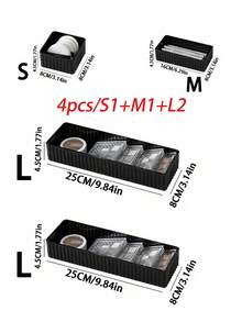 1个/6个/10个装 优雅亚克力抽屉式化妆品收纳盒，透明化妆品收纳盒，适用于梳妆台，护肤品化妆品收纳盒，女士礼品，便携式旅行收纳展示盒，带隔层 - 波紋黑色 - 查看 13