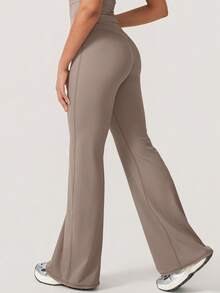 NcmRyu 1 Set Women's Sexy Halter Deep V-Neck Backless Shaping Flared Sports Suit - Grey - View 10