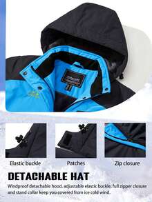 KEFITEVD Women's Ski Snow Thermal Jacket Fleece Lined WaterProof Windbreaker Outdoor Hiking Coats - Hoa lan mặt trăng với màu đen - Xem 6